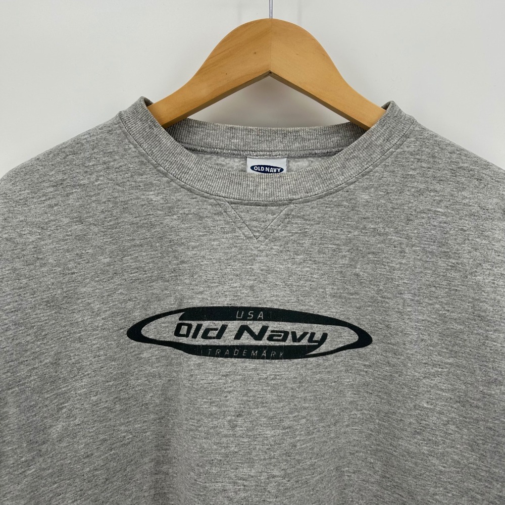 Vintage Old Navy USA Trademark Sweatshirt XL Gray Y2K Crewneck Pullover Mens